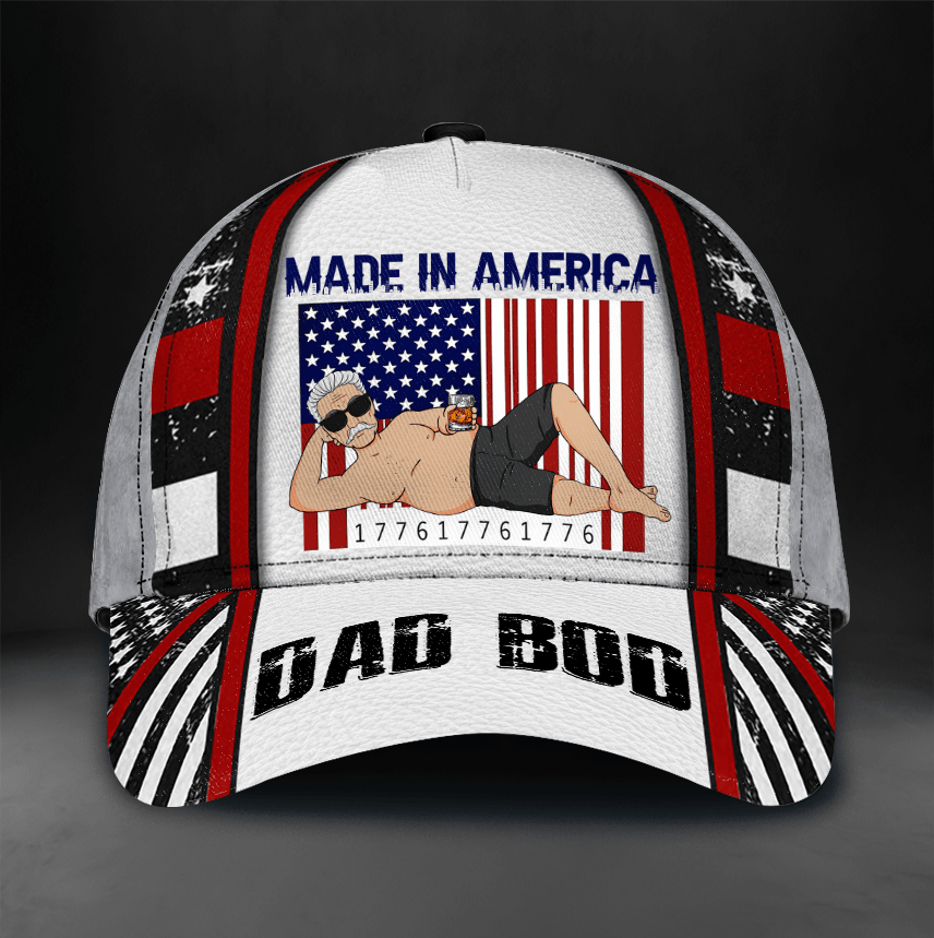 Happy 4th July Made In America Personalized Classic Cap, Personalized Gift for Dad, Papa, Parents, Father, Grandfather Trucker Hats Custom Hats Gifts For Men & Women