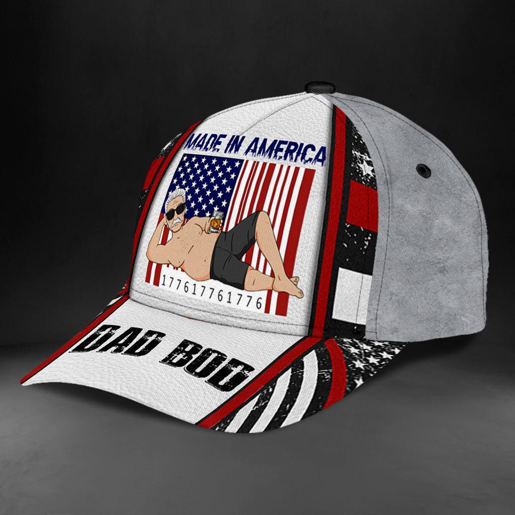 Happy 4th July Made In America Personalized Classic Cap, Personalized Gift for Dad, Papa, Parents, Father, Grandfather Trucker Hats Custom Hats Gifts For Men & Women