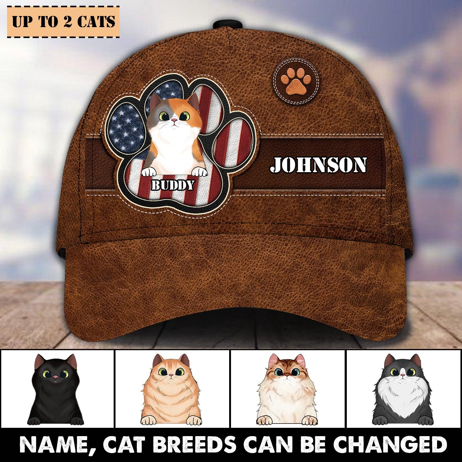 Happy 4th July Personalized Cat Classic Cap, Personalized Gift for Cat Lovers, Cat Mom, Cat Dad Trucker Hats Custom Hats Gifts For Men & Women