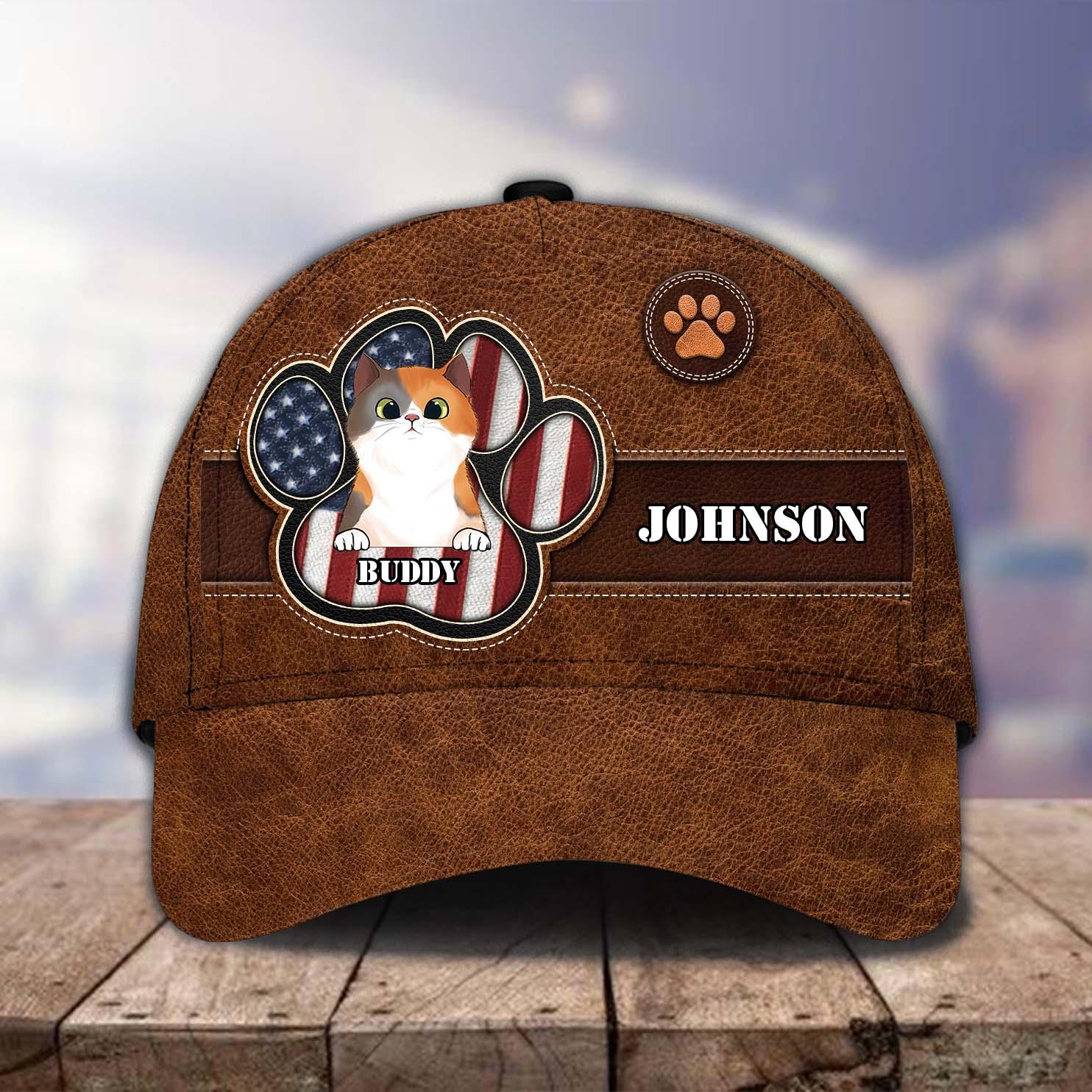 Happy 4th July Personalized Cat Classic Cap, Personalized Gift for Cat Lovers, Cat Mom, Cat Dad Trucker Hats Custom Hats Gifts For Men & Women