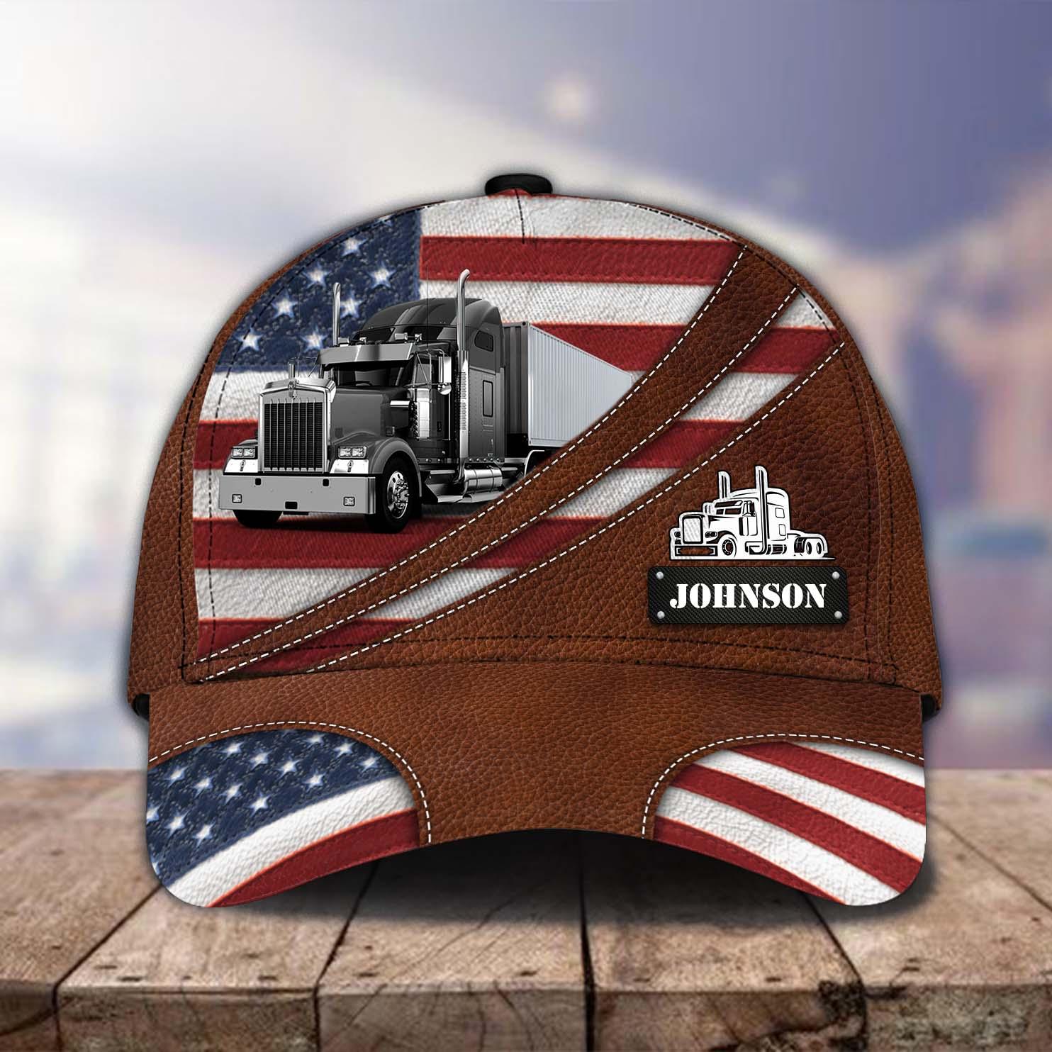 Happy 4th July Trucker America Flag Personalized Baseball Cap, Gift for Truckers Trucker Hats Custom Hats Gifts For Men & Women