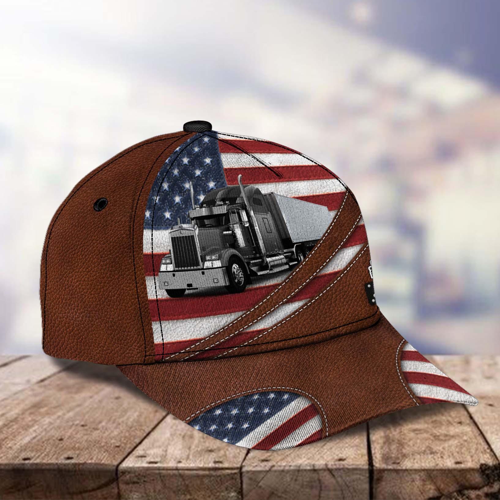 Happy 4th July Trucker America Flag Personalized Baseball Cap, Gift for Truckers Trucker Hats Custom Hats Gifts For Men & Women