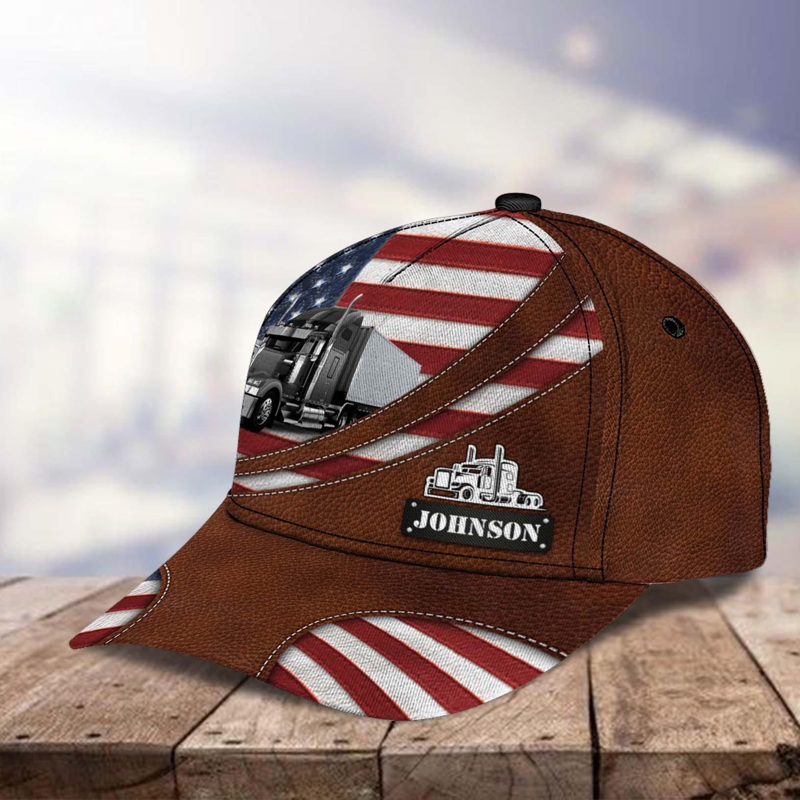 Happy 4th July Trucker America Flag Personalized Baseball Cap, Gift for Truckers Trucker Hats Custom Hats Gifts For Men & Women