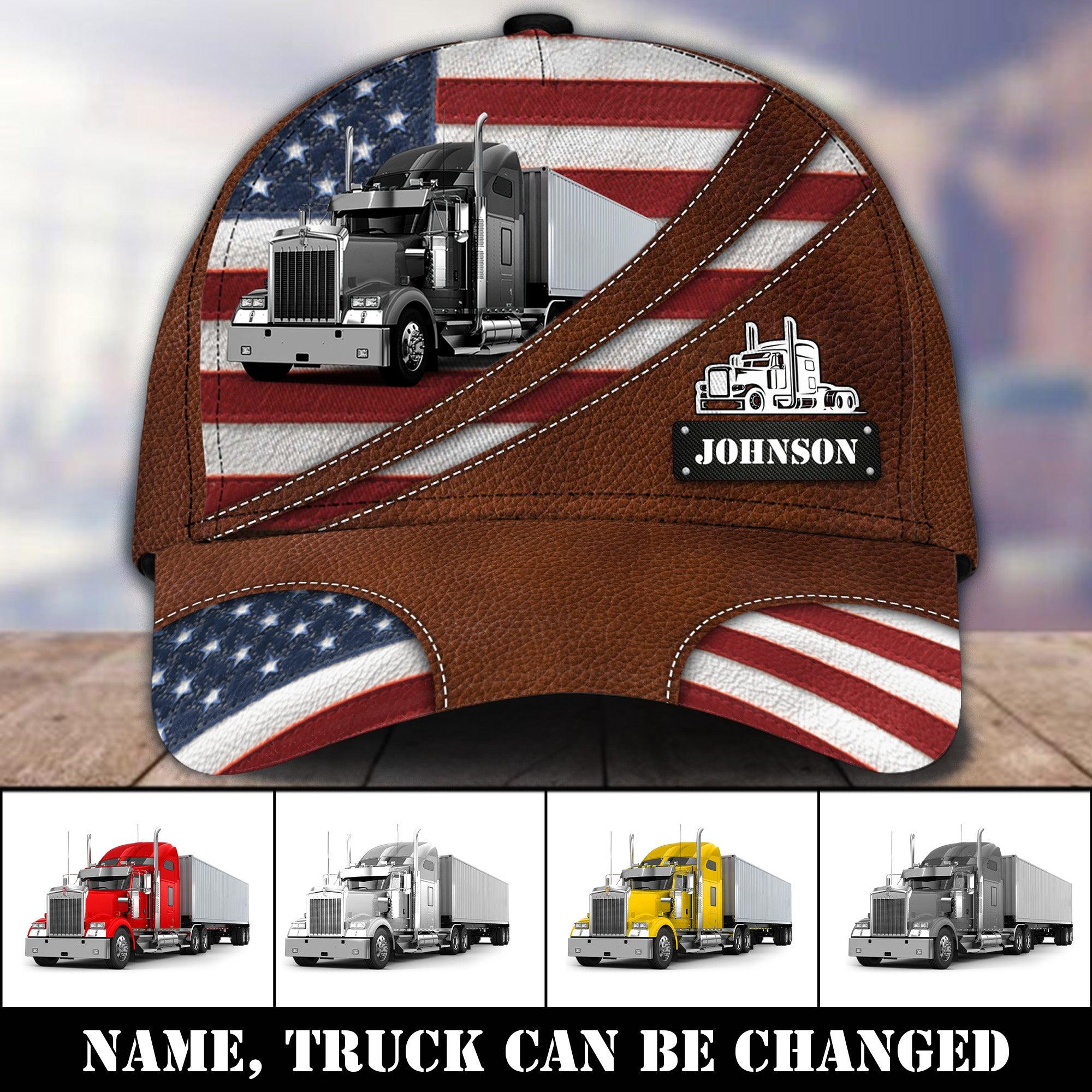 Happy 4th July Trucker America Flag Personalized Baseball Cap, Gift for Truckers Trucker Hats Custom Hats Gifts For Men & Women