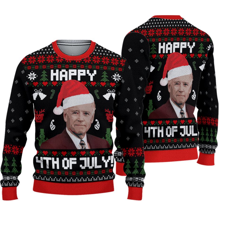 Happy 4th Of July 3D All Over Printed Biden President Ugly Christmas