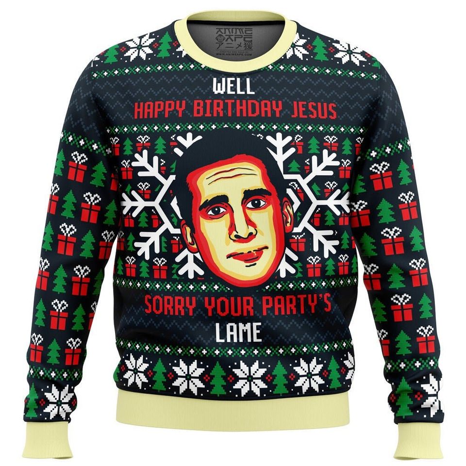 Happy Birthday Jesus Funny The Office Ugly Christmas Sweatshirt