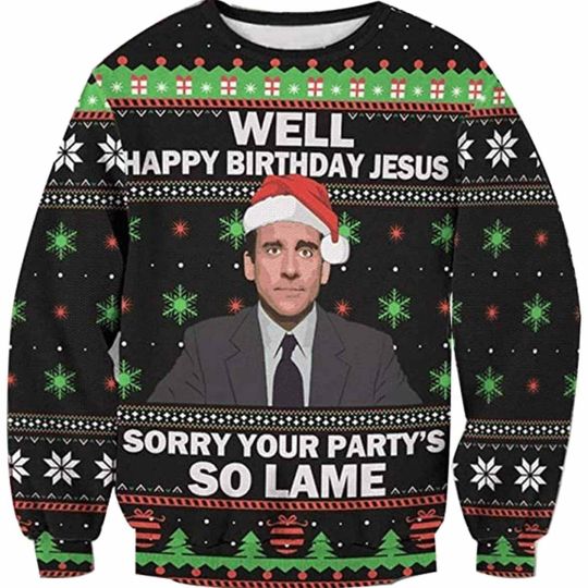 Happy Birthday Jesus The Office Christmas Ugly Sweater, Michael Scott Xmas - Image 8