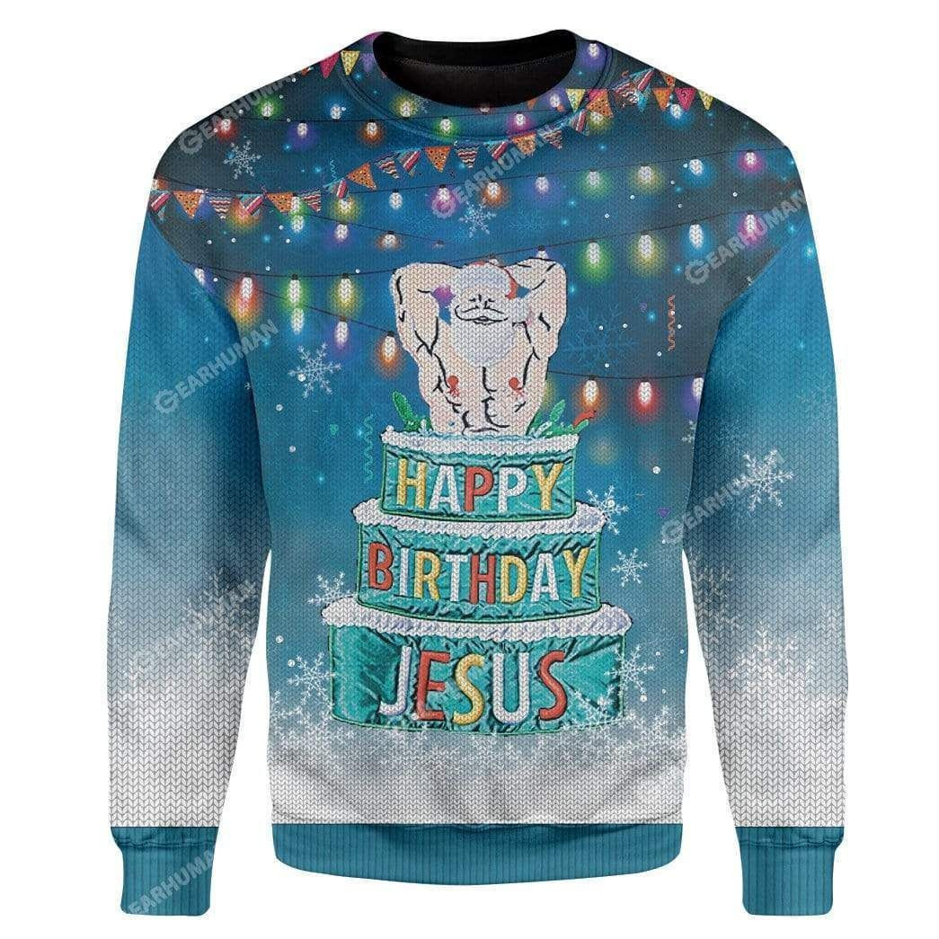 Happy Birthday Jesus Ugly Christmas Sweater Adult 3D Funny Matching for family