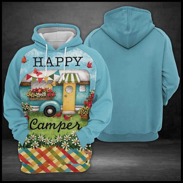 Happy Camper 3D All Over Print Hoodie, Zip Hoodie