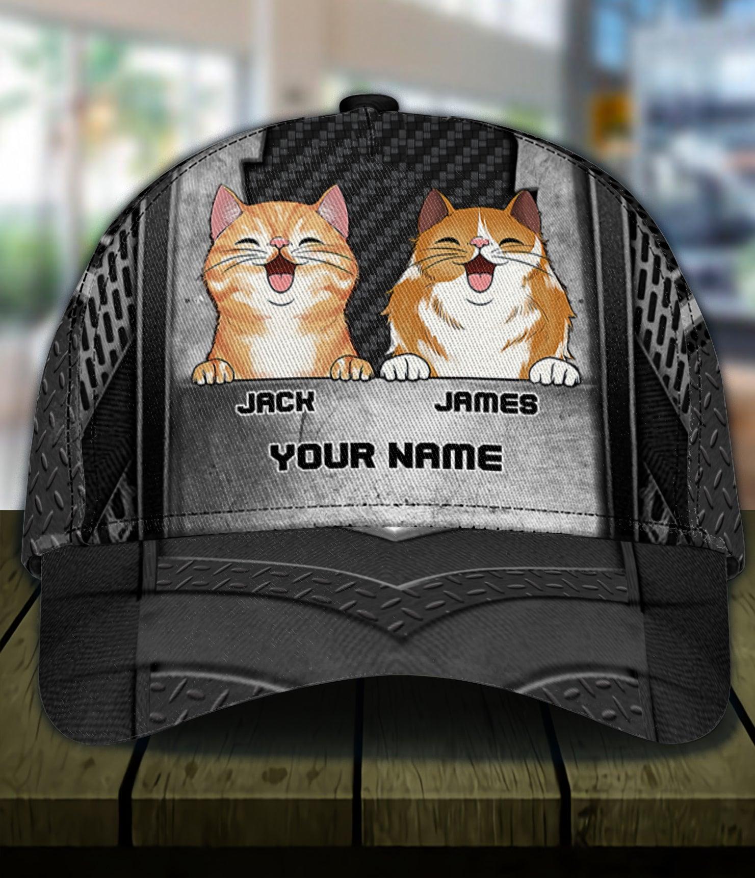 Happy Cat Brocken Wall Personalized Cap, Personalized Gift for Cat Lovers, Cat Mom, Cat Dad Trucker Hats Custom Hats Gifts For Men & Women