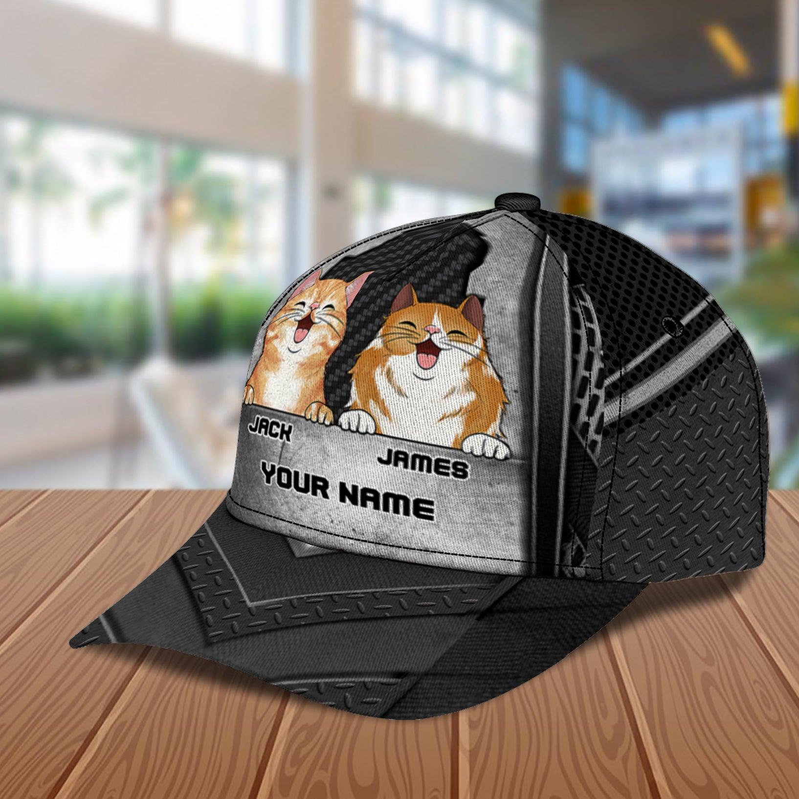 Happy Cat Brocken Wall Personalized Cap, Personalized Gift for Cat Lovers, Cat Mom, Cat Dad Trucker Hats Custom Hats Gifts For Men & Women