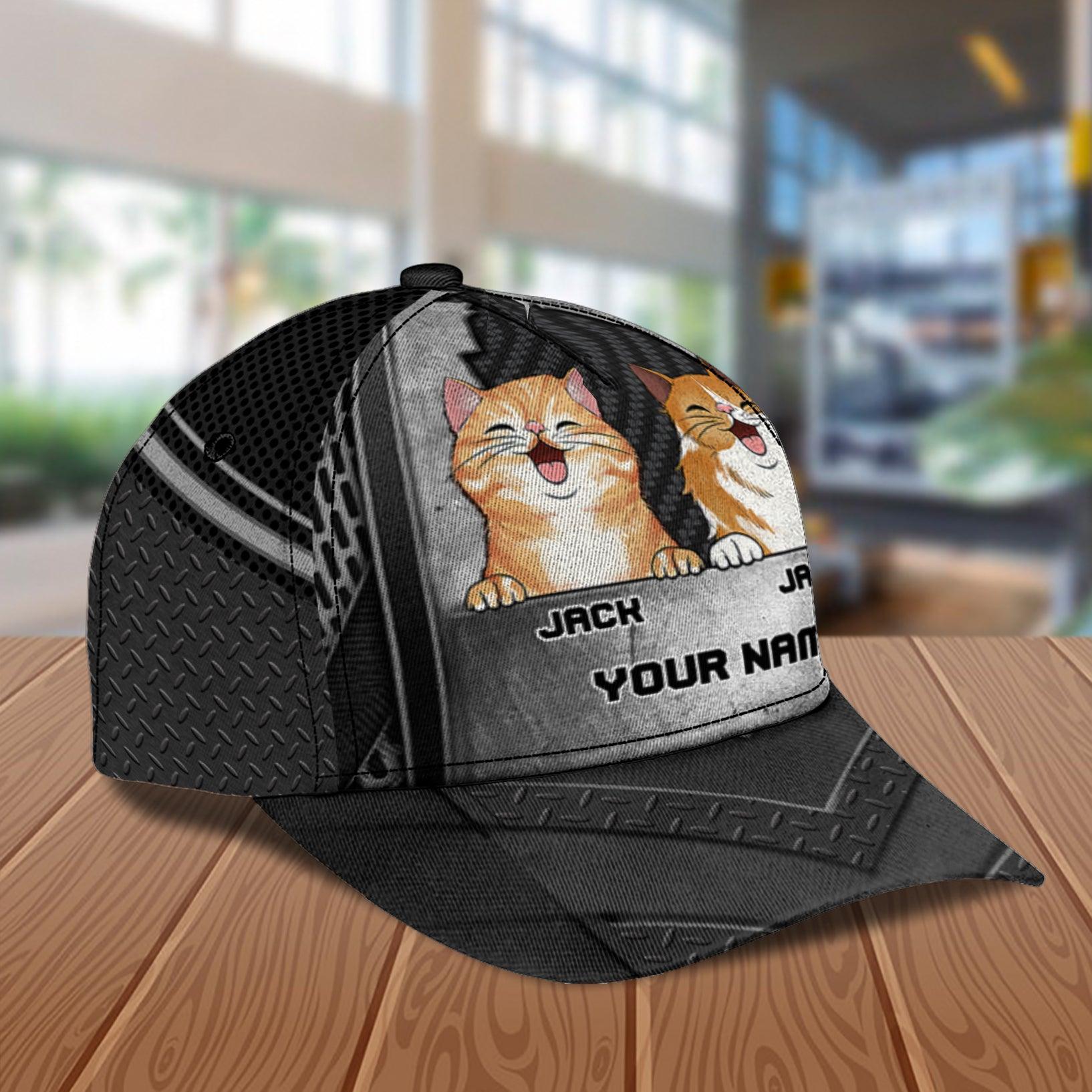 Happy Cat Brocken Wall Personalized Cap, Personalized Gift for Cat Lovers, Cat Mom, Cat Dad Trucker Hats Custom Hats Gifts For Men & Women