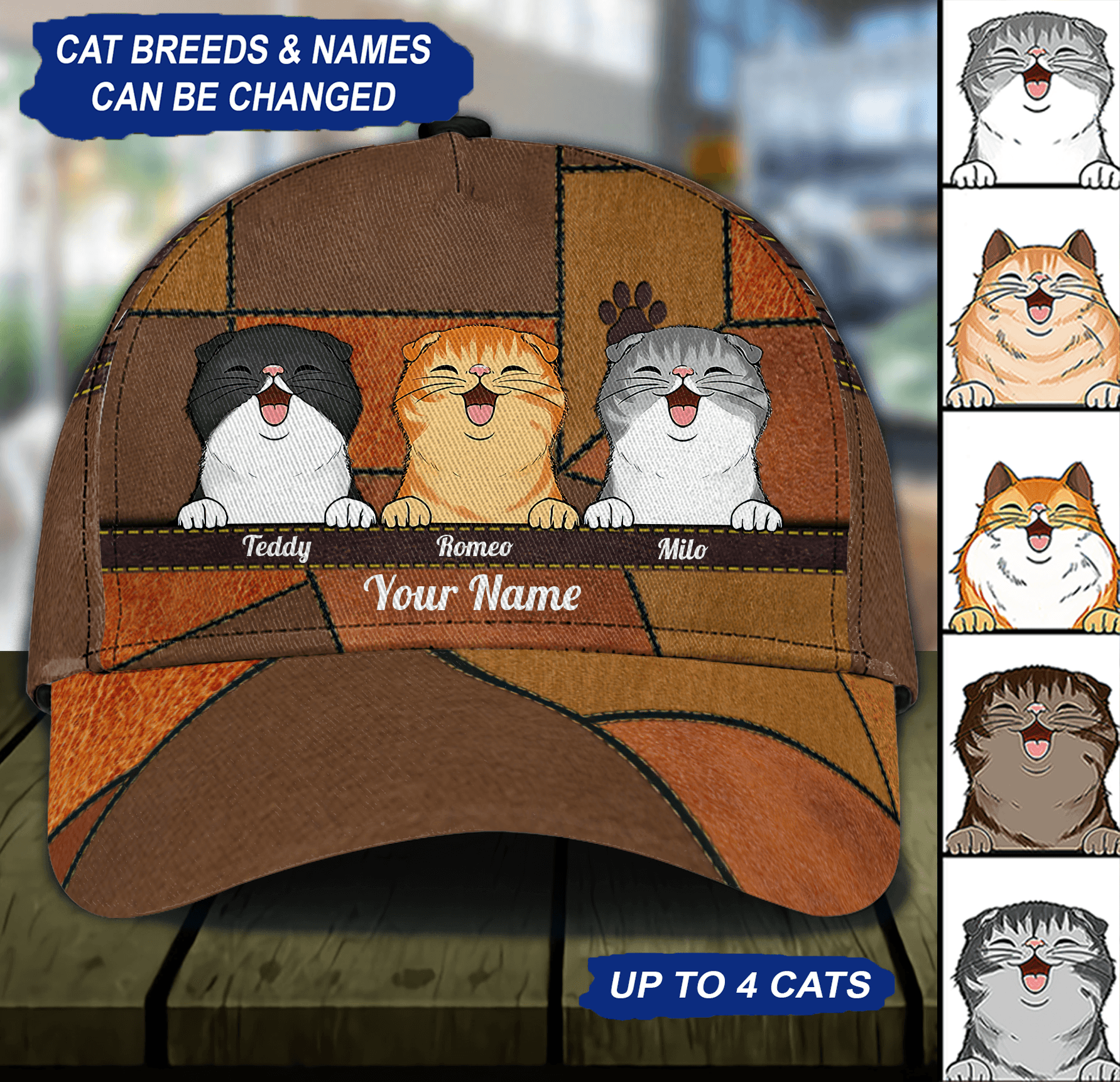 Happy Cat Colorful Personalized Cap, Personalized Gift for Cat Lovers, Cat Mom, Cat Dad Trucker Hats Custom Hats Gifts For Men & Women