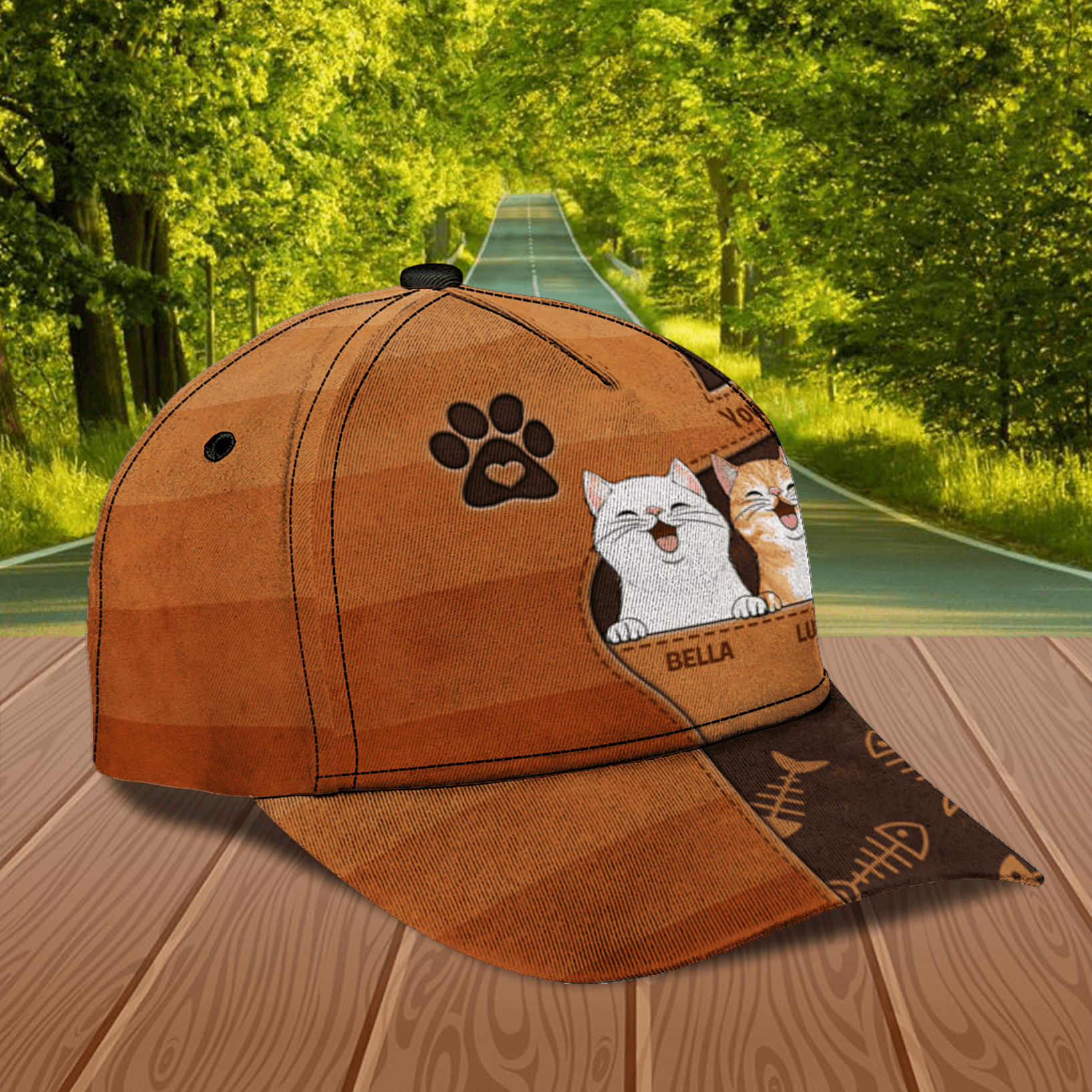 Happy Cat Little Bones Personalized Cap, Personalized Gift for Cat Lovers, Cat Mom, Cat Dad Trucker Hats Custom Hats Gifts For Men & Women