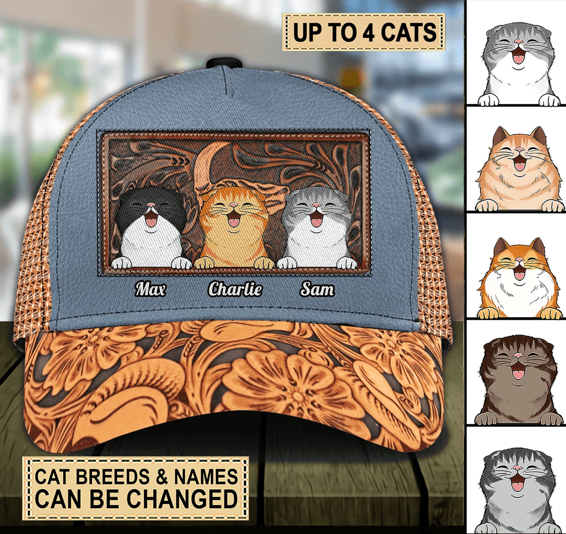 Happy Cat Personalized Cap, Personalized Gift for Cat Lovers, Cat Mom, Cat Dad Trucker Hats Custom Hats Gifts For Men & Women