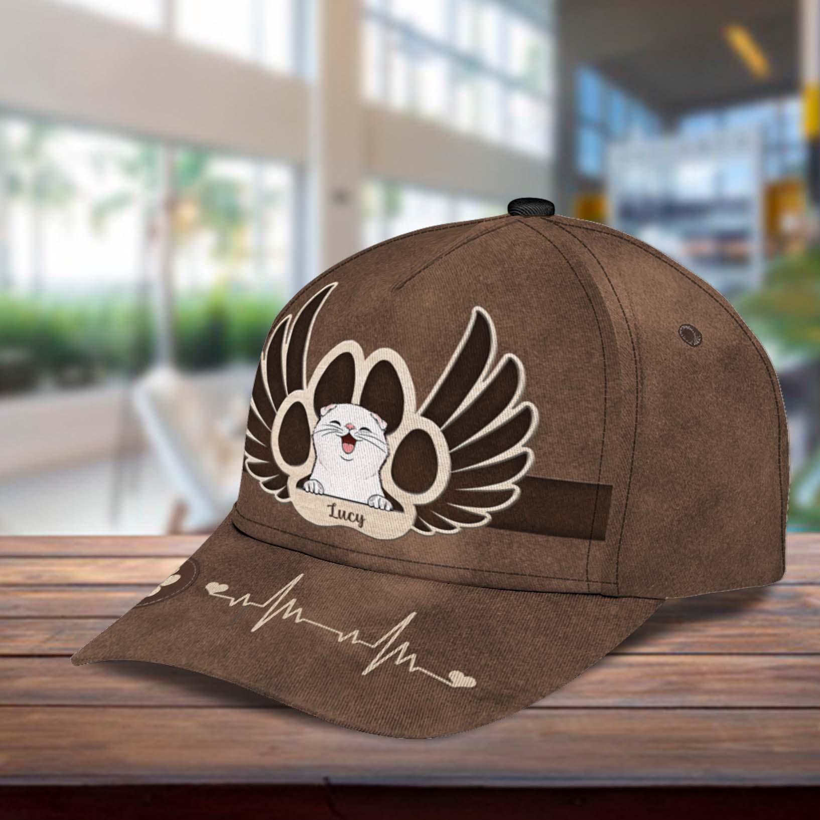 Happy Cat With Wings Personalized Cap, Personalized Gift for Cat Lovers, Cat Mom, Cat Dad Trucker Hats Custom Hats Gifts For Men & Women