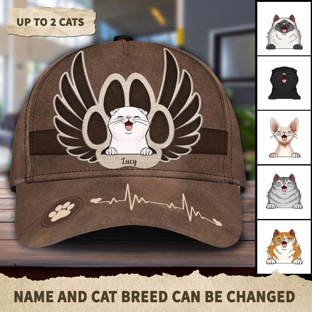 Happy Cat With Wings Personalized Cap, Personalized Gift for Cat Lovers, Cat Mom, Cat Dad Trucker Hats Custom Hats Gifts For Men & Women