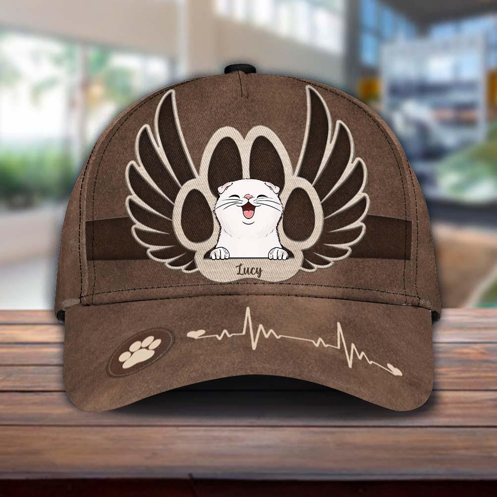 Happy Cat With Wings Personalized Cap, Personalized Gift for Cat Lovers, Cat Mom, Cat Dad Trucker Hats Custom Hats Gifts For Men & Women