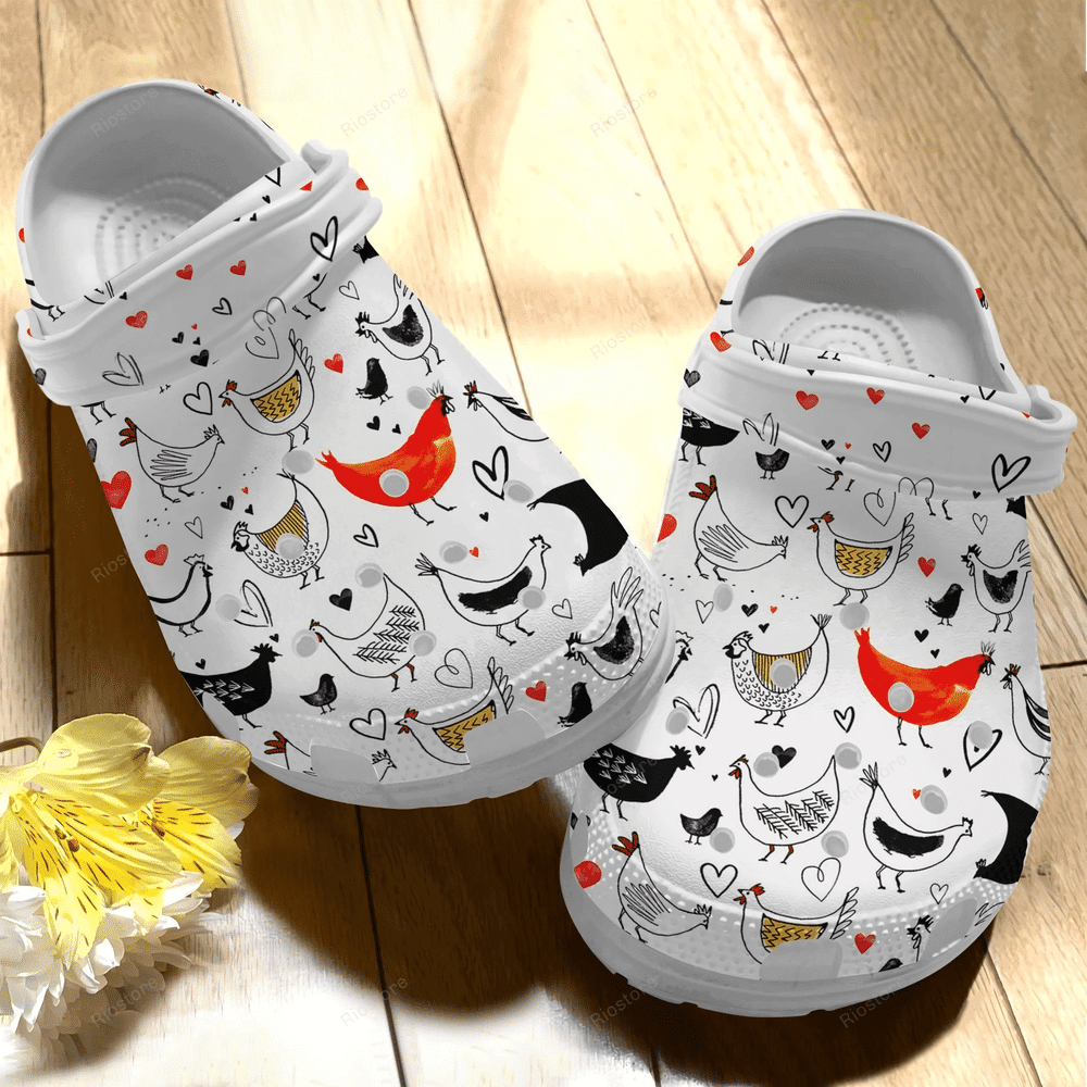 Happy Chicken Art Funny 17 Gift For Lover Rubber clog Shoes Comfy Footwear