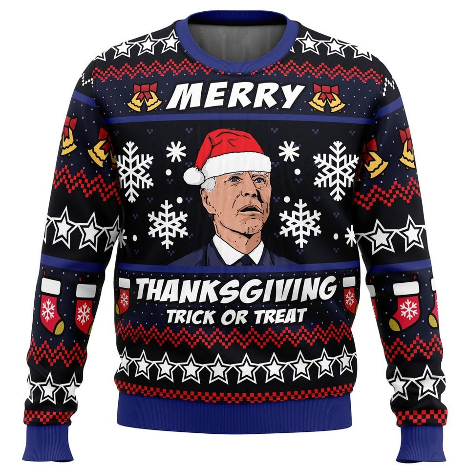 Happy Christmas Funny Confused Joe Biden Ugly Christmas Sweater