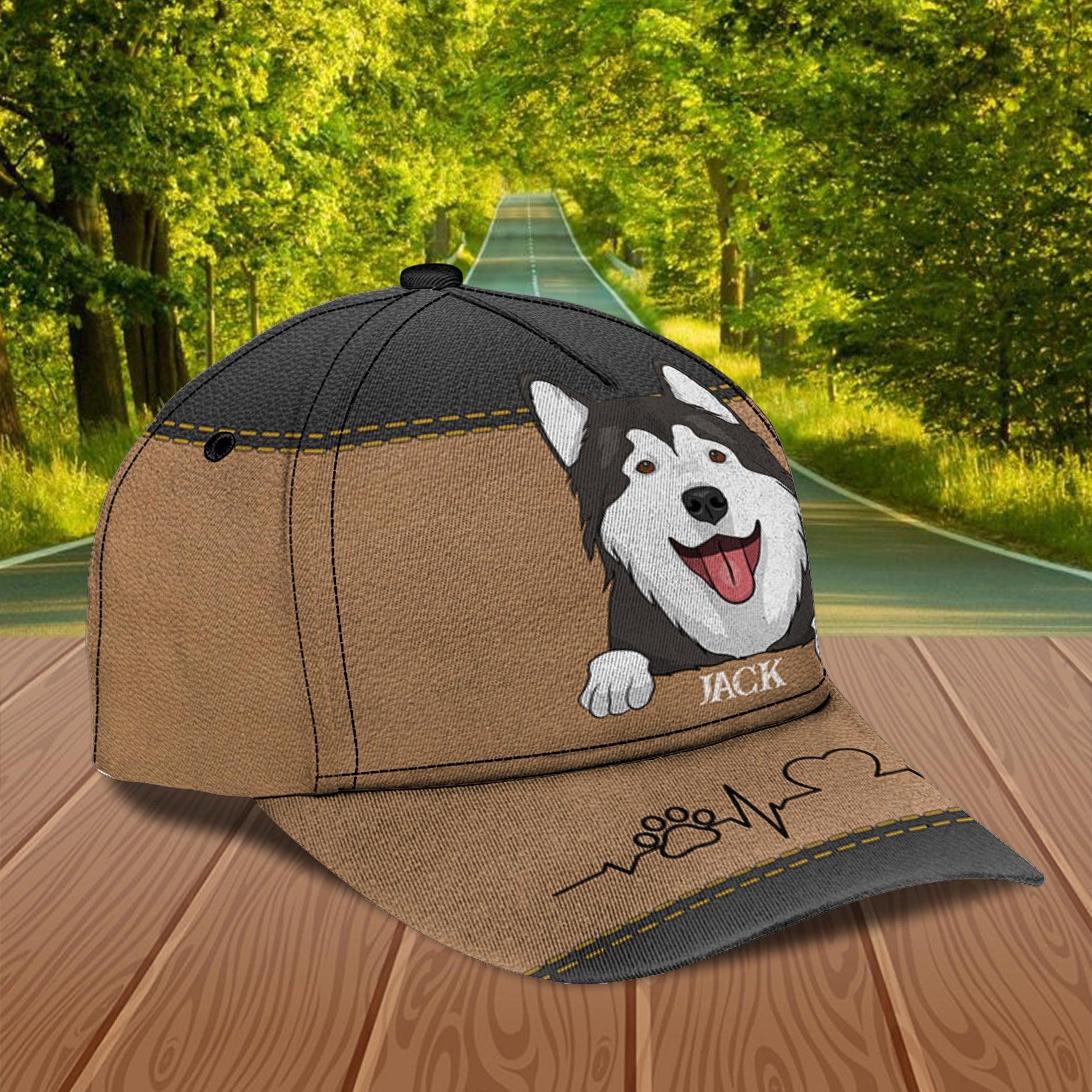 Happy Dog Black Brown Personalized Cap, Personalized Gift for Dog Lovers, Dog Dad, Dog Mom Trucker Hats Custom Hats Gifts For Men & Women