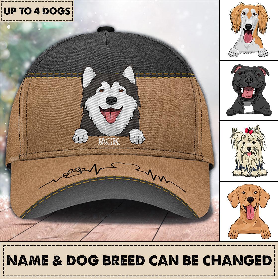 Happy Dog Black Brown Personalized Cap, Personalized Gift for Dog Lovers, Dog Dad, Dog Mom Trucker Hats Custom Hats Gifts For Men & Women