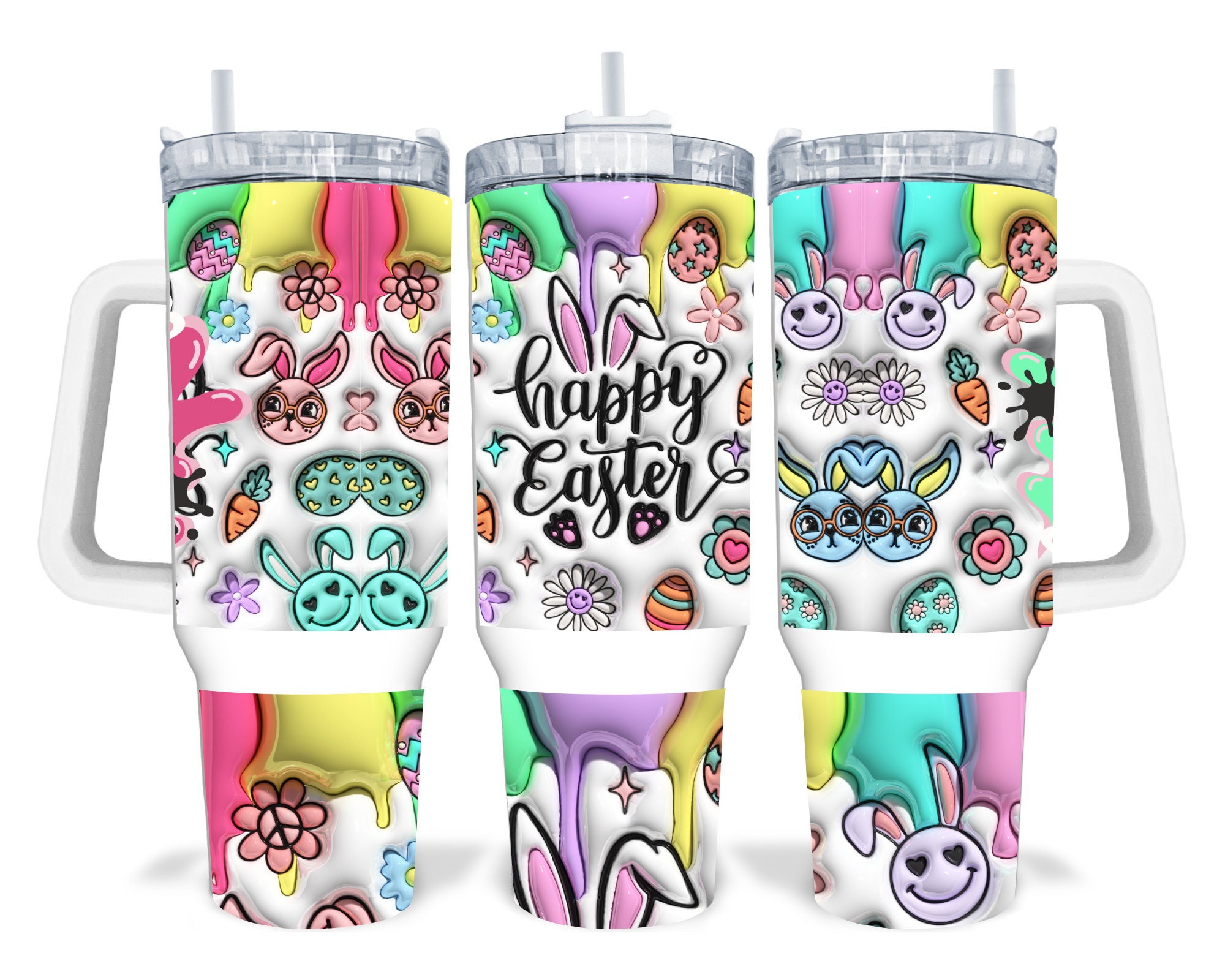 Happy Easter Bunny Inflated Custom Stanley Cup 40 oz 30 oz Tumbler With HandleTVC2301230