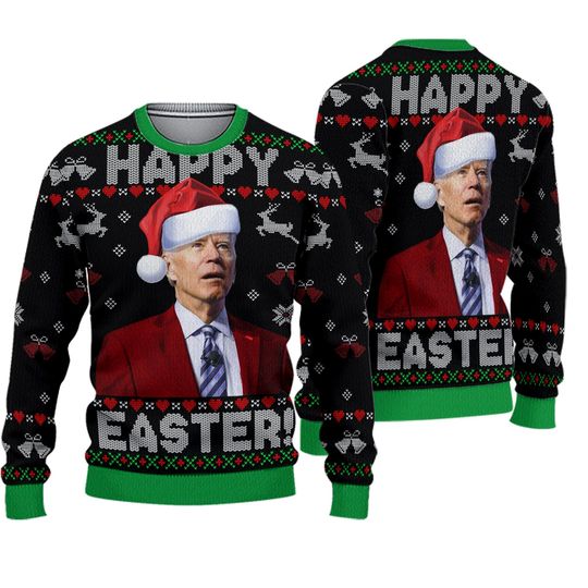 Happy Easter Funny Confused Joe Biden Ugly Christmas Sweater - Image 2
