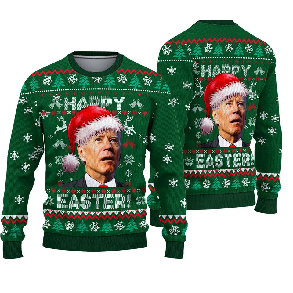 Happy Easter Sweater Christmas Shirt, Funny Joe Biden Ugly Christmas Sweater