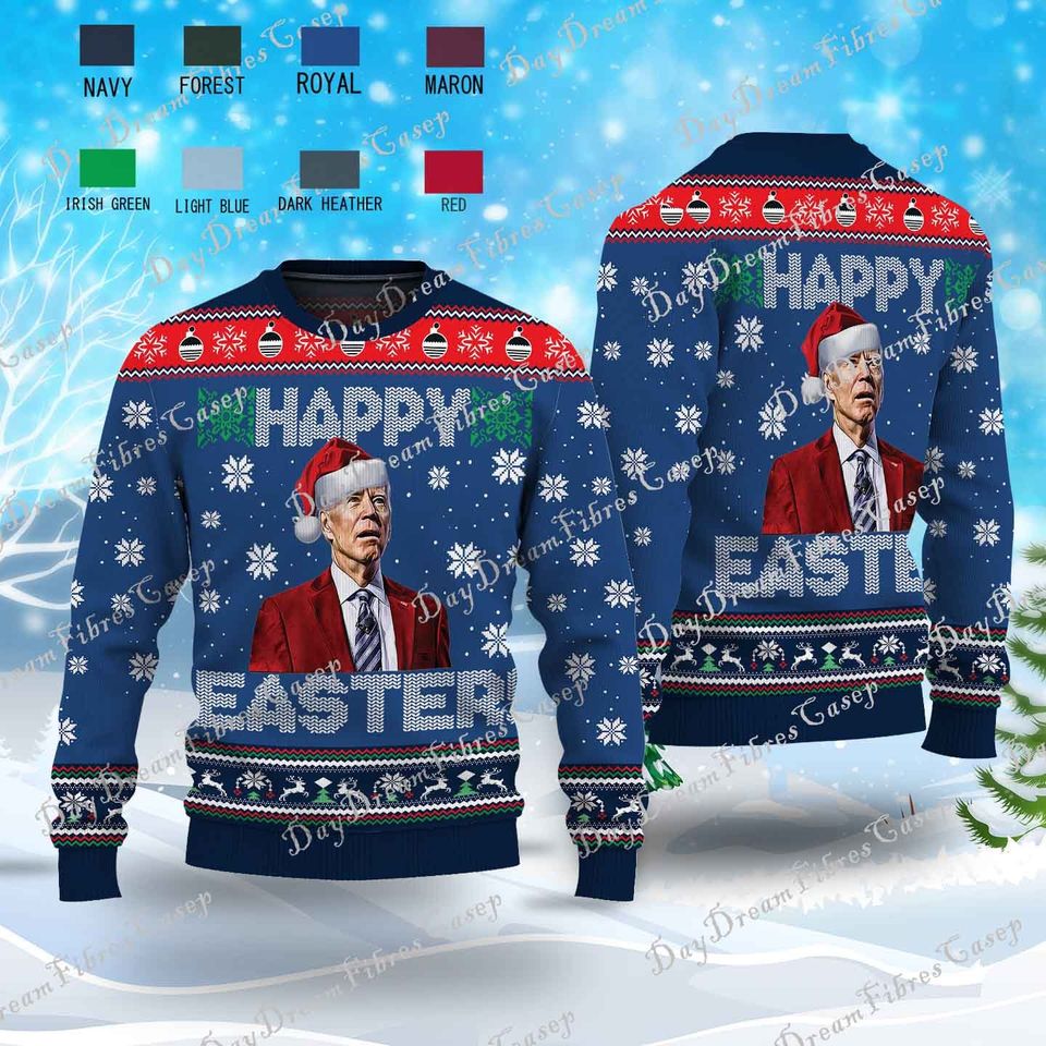 Happy Easter Ugly Sweater,Santa Joe Biden Merry 4th Of Easter Ugly Sweater