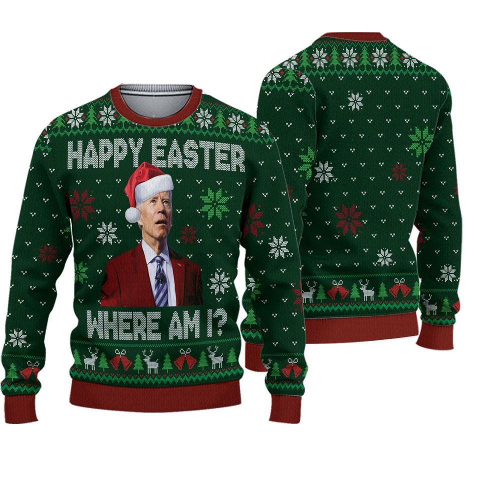 Happy Easter Where Am I Ugly Sweater, Funny Joe Biden Ugly Sweater