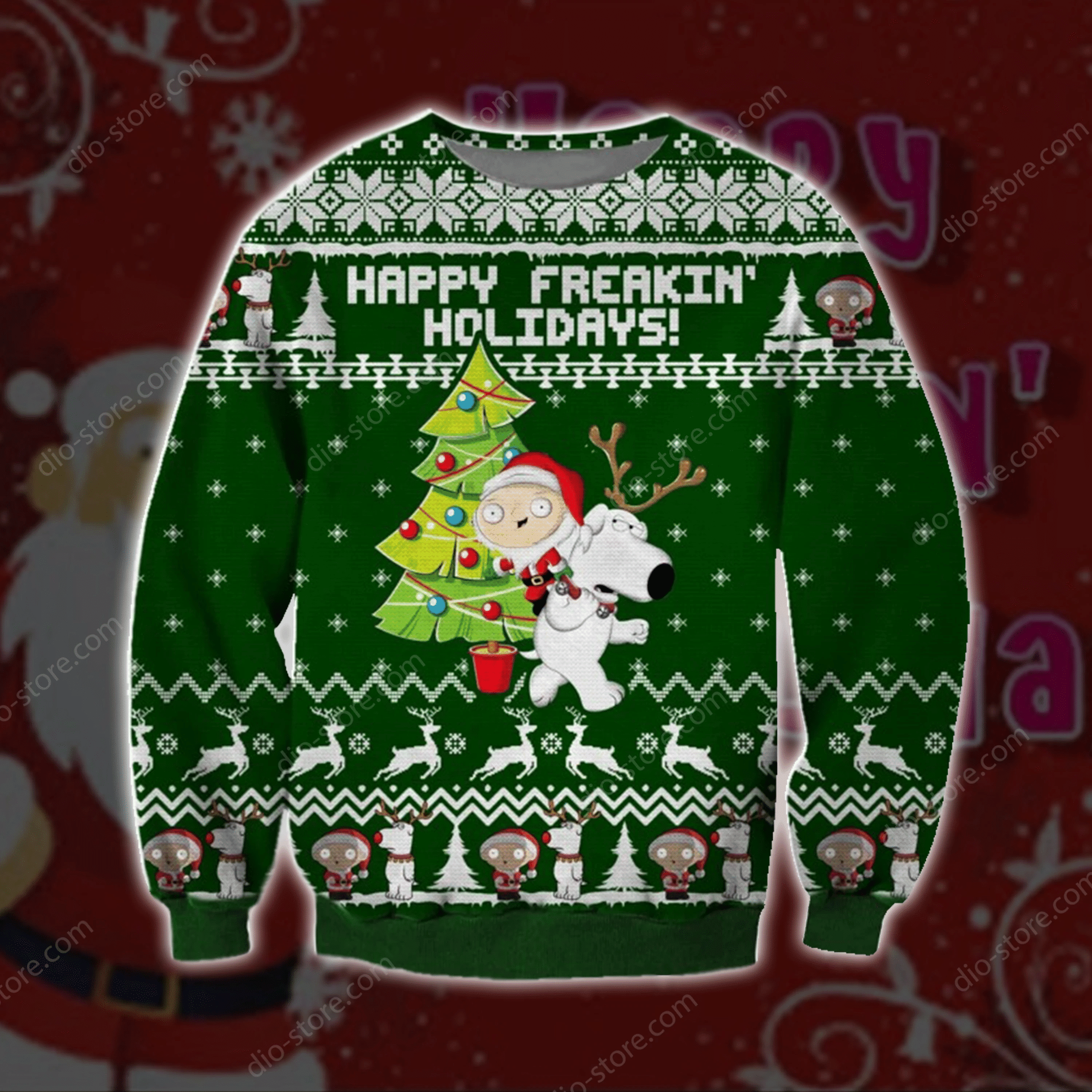 Happy Freakin Holidays Knitting Pattern 3D Print Ugly Christmas Sweater Adult 3D Funny Matching for family
