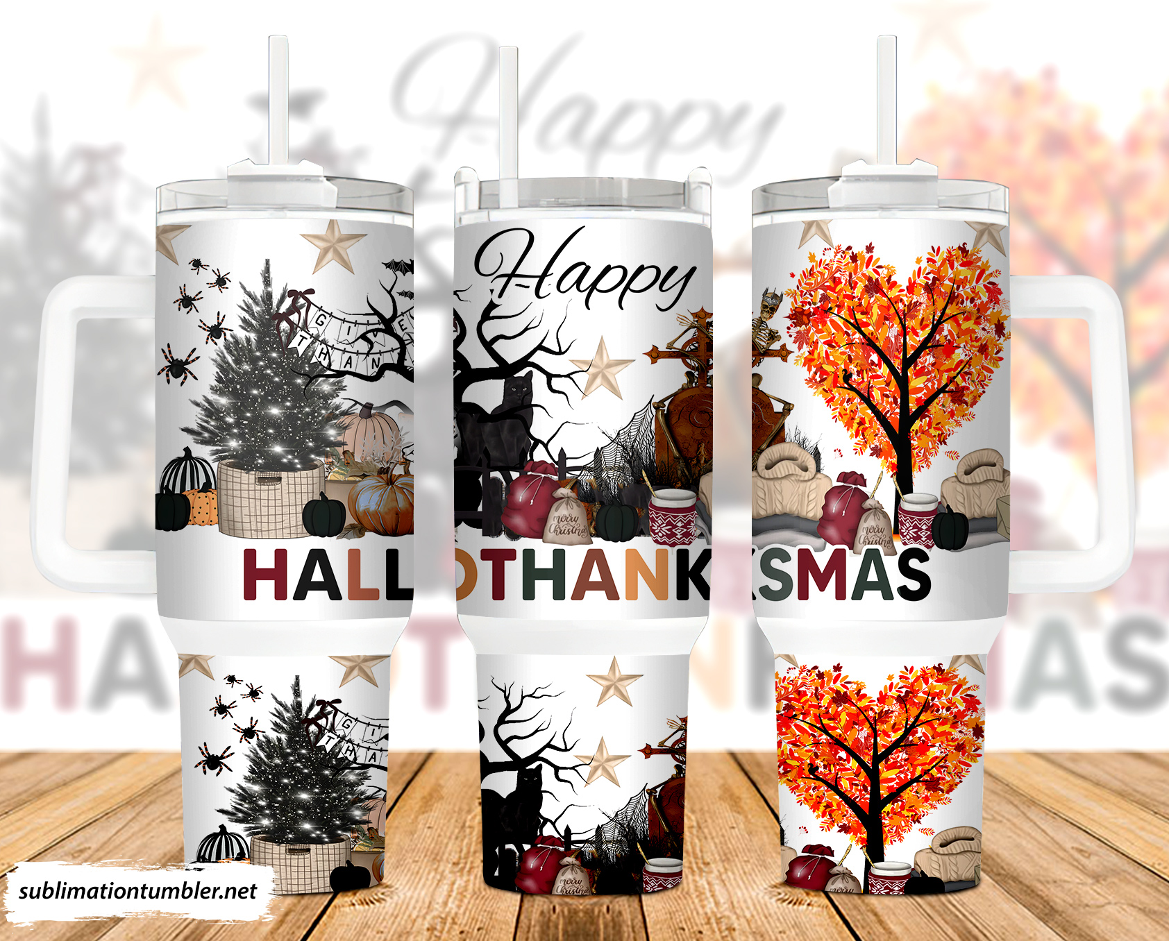 Happy Hallothanksmas Custom Stanley Cup 40 oz 30 oz Tumbler With HandleTVC2301901