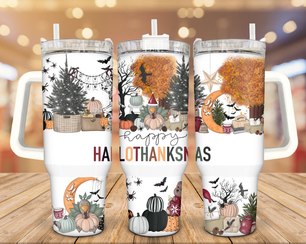 Happy HalloThanksMas Custom Stanley Cup 40 oz 30 oz Tumbler With HandleTVC2301933