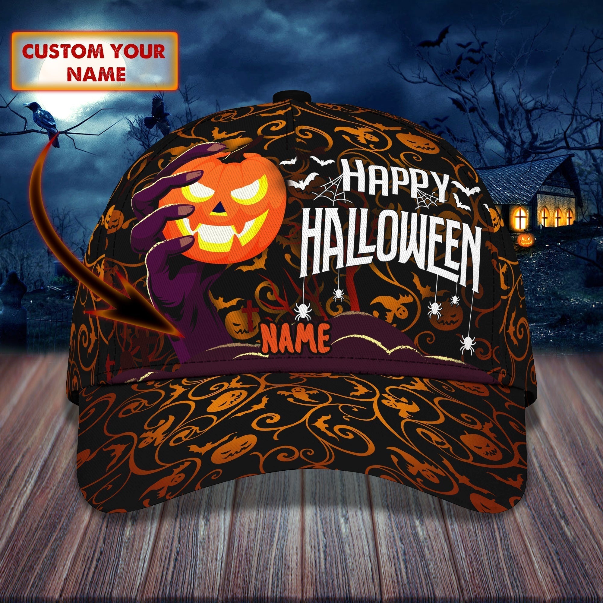 Happy Halloween Hat Personalized Letter Trucker Hat Print, Hat With Adjustable Snap Trucker Hats Custom Hats Gifts For Men & Women