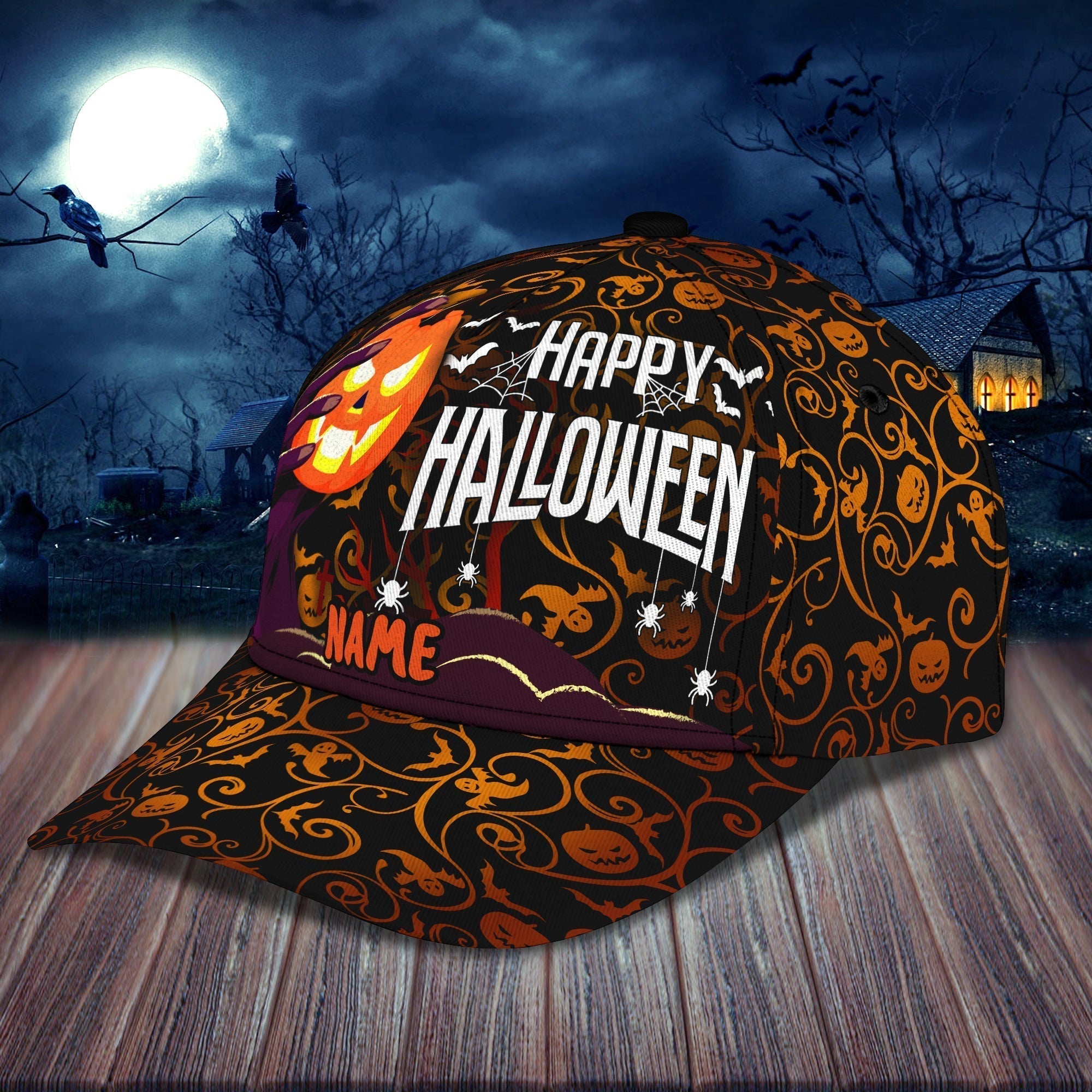 Happy Halloween Hat Personalized Letter Trucker Hat Print, Hat With Adjustable Snap Trucker Hats Custom Hats Gifts For Men & Women