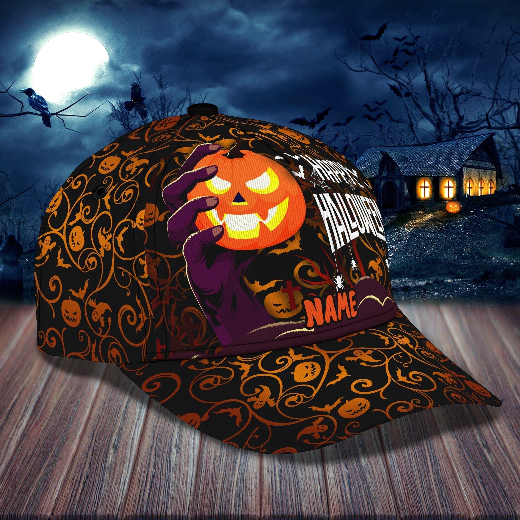 Happy Halloween Hat Personalized Letter Trucker Hat Print, Hat With Adjustable Snap Trucker Hats Custom Hats Gifts For Men & Women