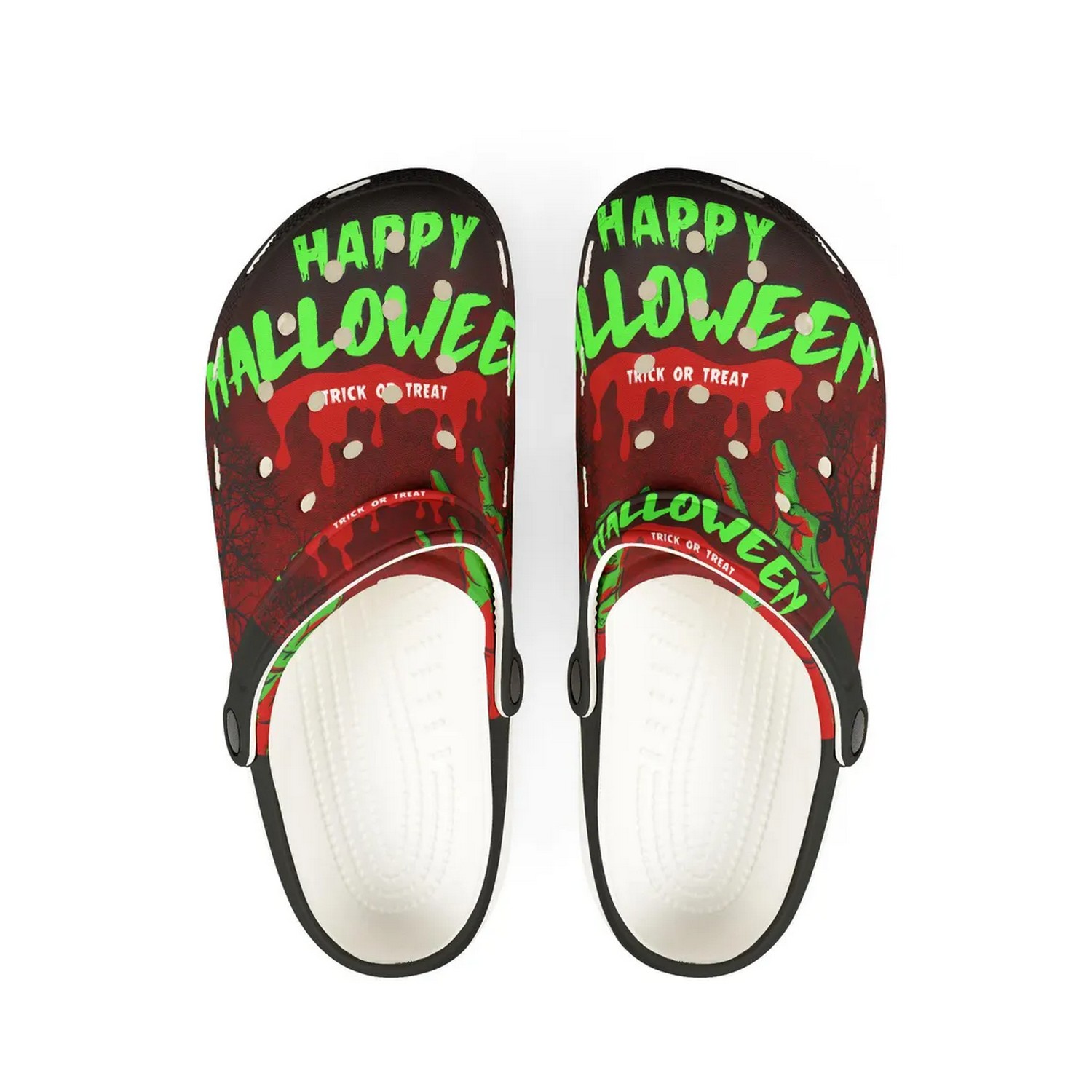 Happy Halloween Trick Or Treat Zombie Hand Crocs Crocband Clogs Shoes Comfortable For Men Women and Kids