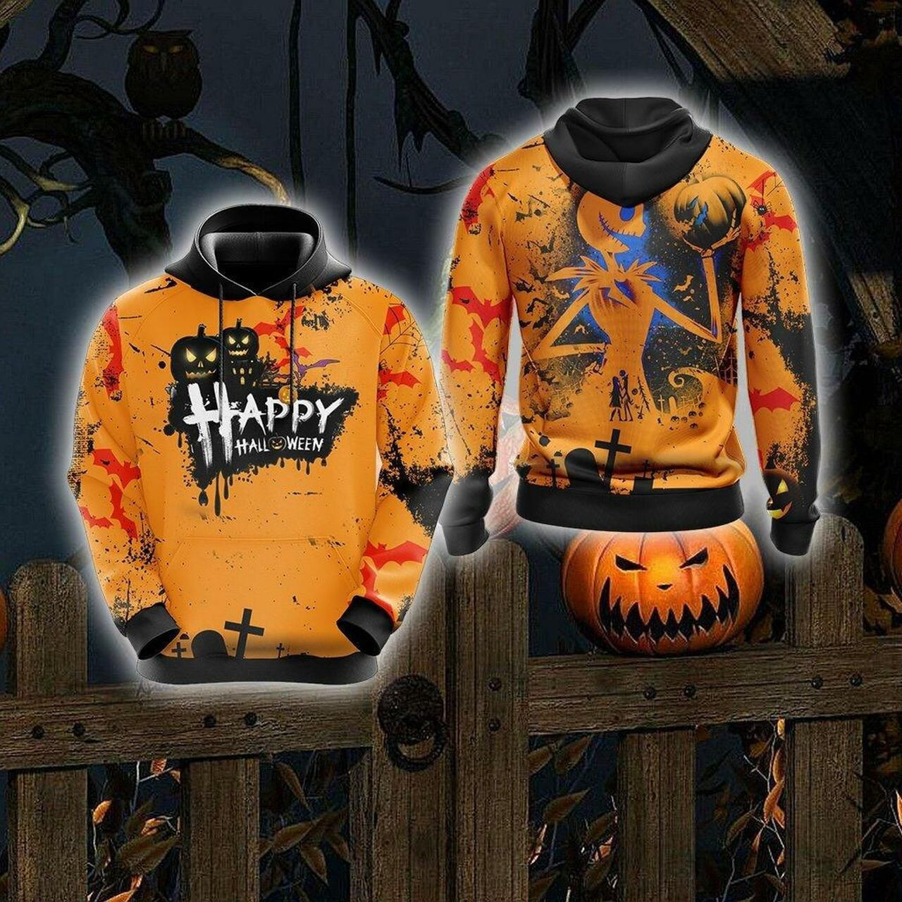 Happy Halloween Unisex 3D All Over Print Hoodie, Zip Hoodie
