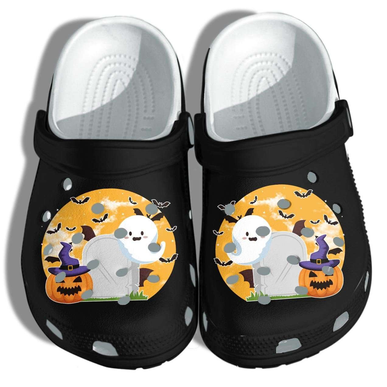 Happy Halloween With Ghost Crocband Clogs Shoes