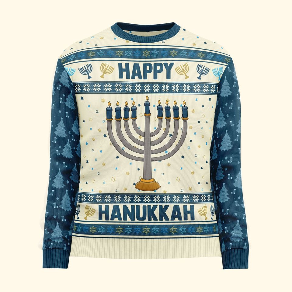 Happy Hannukah - Personalized Ugly Sweater - Image 3