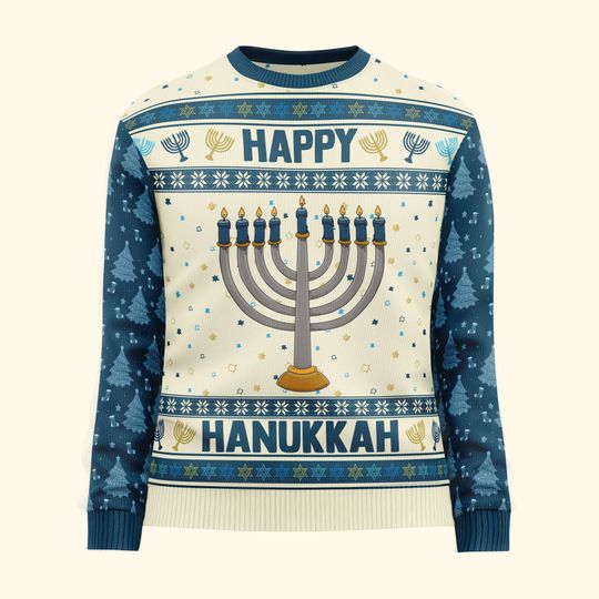 Happy Hannukah - Personalized Ugly Sweater - Image 6