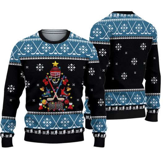 Happy Hockeyday Ugly Christmas Sweater, Hockey Lovers Ugly Christmas Sweater - Image 2