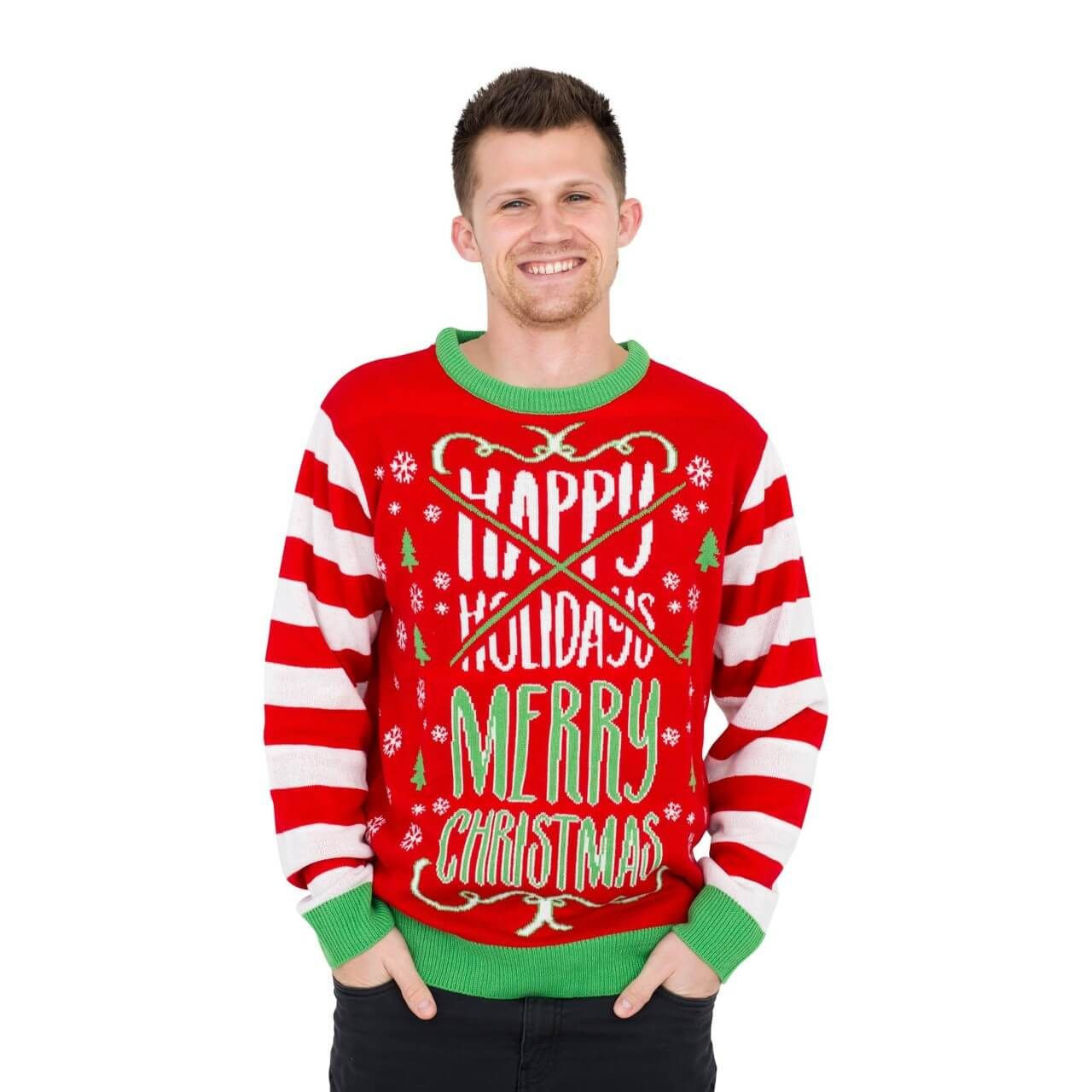 Happy Holidays Merry Christmas Sweater Ugly Christmas Sweater Adult 3D Funny Matching for family