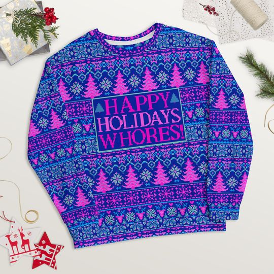 Happy Holidays Whores Ugly Christmas Sweater | All Over Printed Ugly Christmas Sweater - Image 16