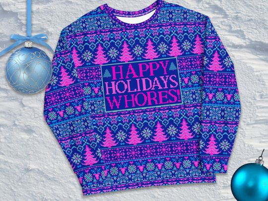 Happy Holidays Whores Ugly Christmas Sweater | All Over Printed Ugly Christmas Sweater - Image 13