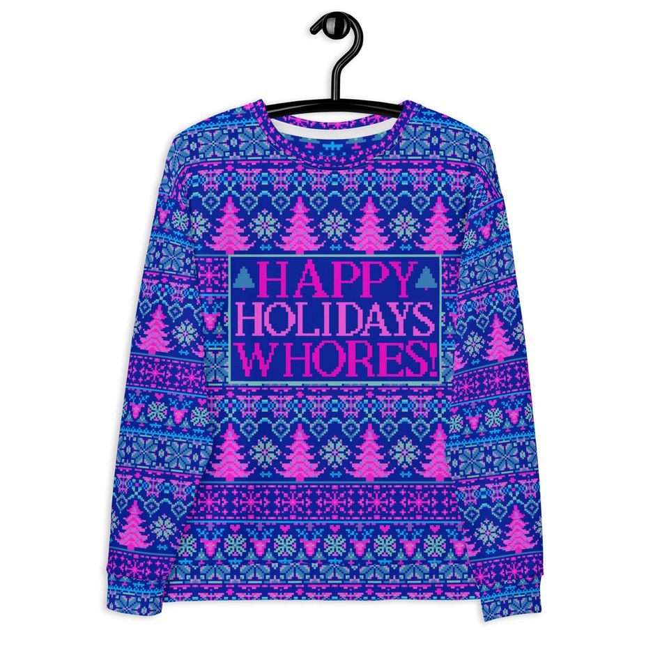 Happy Holidays Whores Ugly Christmas Sweater | All Over Printed Ugly Christmas Sweater - Image 3