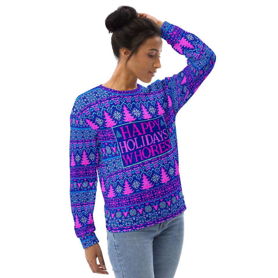 Happy Holidays Whores Ugly Christmas Sweater | All Over Printed Ugly Christmas Sweater - Image 9