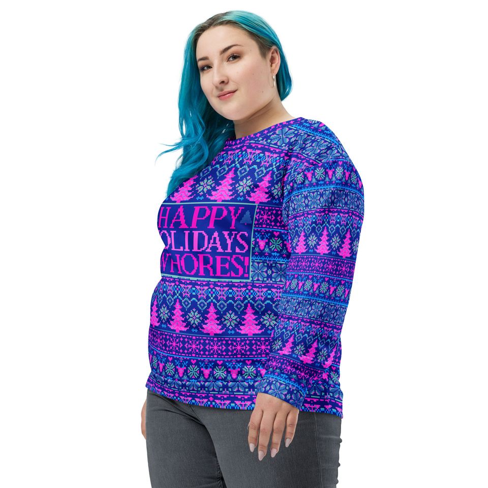 Happy Holidays Whores Ugly Christmas Sweater | All Over Printed Ugly Christmas Sweater - Image 6