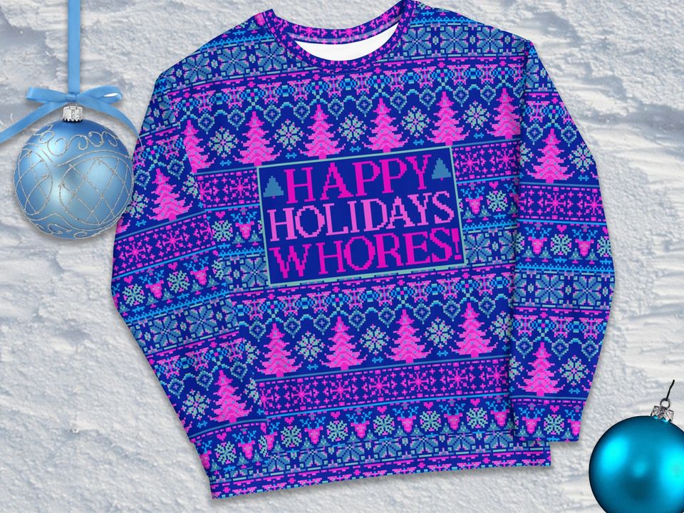 Happy Holidays Whores Ugly Christmas Sweater | All Over Printed Ugly Christmas Sweater - Image 2